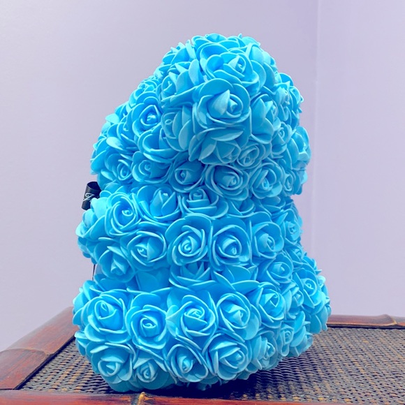 Flower Rose Blue Teddy Bear Cute Gift ! - Picture 4 of 6